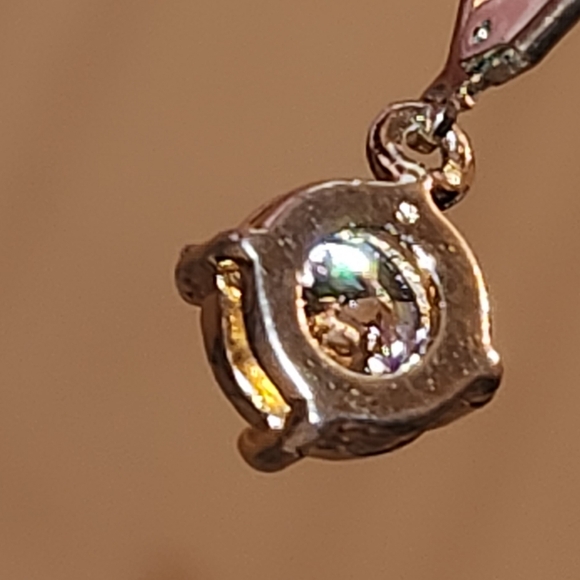 Round Faceted Pink Stone Earrings - Picture 9 of 11